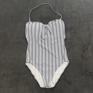 Tommy Bahama Womens Swimsuit 6 One Piece Blue White Stripe Nautical Halter Bow